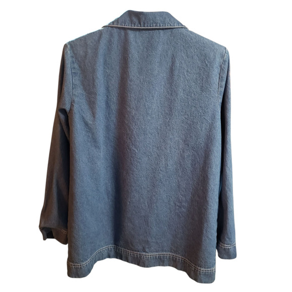 VTG Tudor Court Denim Blazer Size M Embroidered Pockets Oversized Fit Haband - Picture 4 of 10